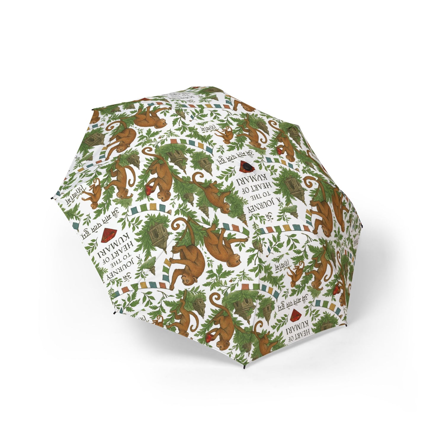 Monkey Motif Foldable Umbrella – Whimsical Nature Design, Cute & Stylish Rain Gear, Windproof Travel Umbrella