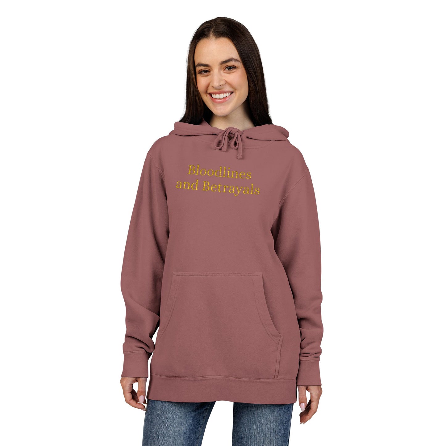 Hoodie — "Bloodlines & Betrayals" Maroon Pigment-Dyed Pullover