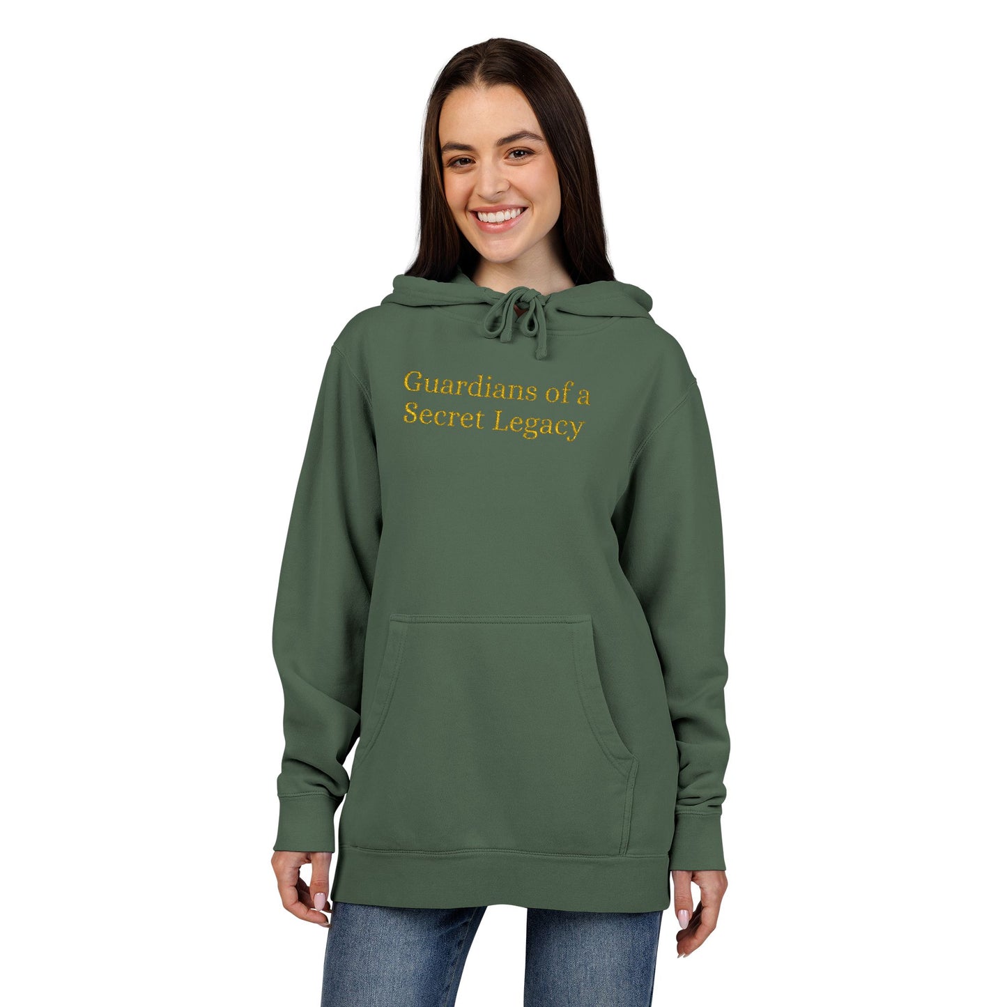 Hoodie — "Guardians of a Secret Legacy" Olive Pigment-Dyed Pullover