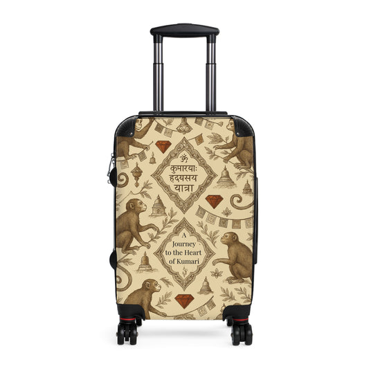 Decorative Travel Suitcase, Personalized Luggage for Adventure Lovers, Unique Gift for Travelers, Monkey Design, Heart of Kumari Journey
