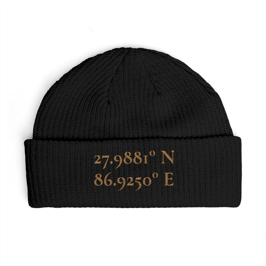 The Everest Coordinates Cuff Beanie 27.9881° N • 86.9250° E