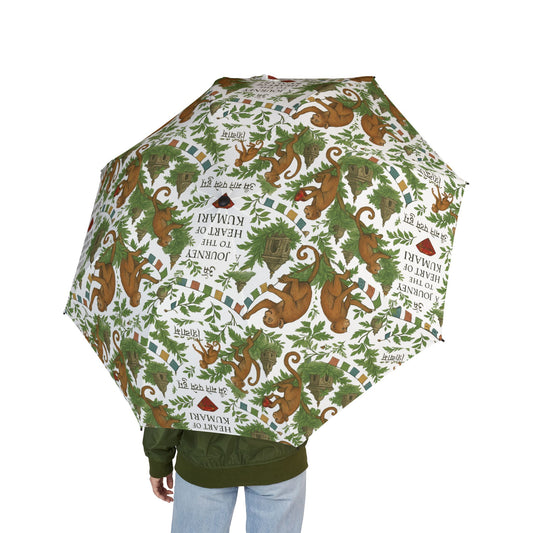 Monkey Motif Foldable Umbrella – Whimsical Nature Design, Cute & Stylish Rain Gear, Windproof Travel Umbrella
