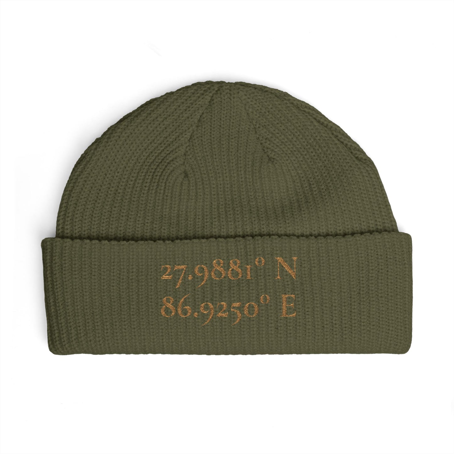 The Everest Coordinates Cuff Beanie 27.9881° N • 86.9250° E