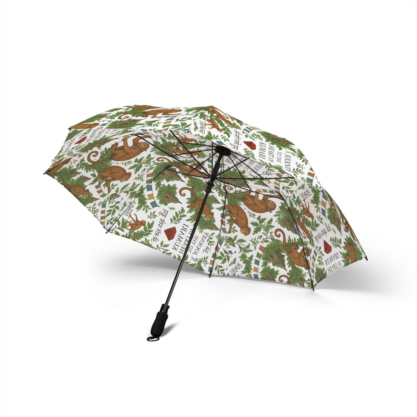 Monkey Motif Foldable Umbrella – Whimsical Nature Design, Cute & Stylish Rain Gear, Windproof Travel Umbrella