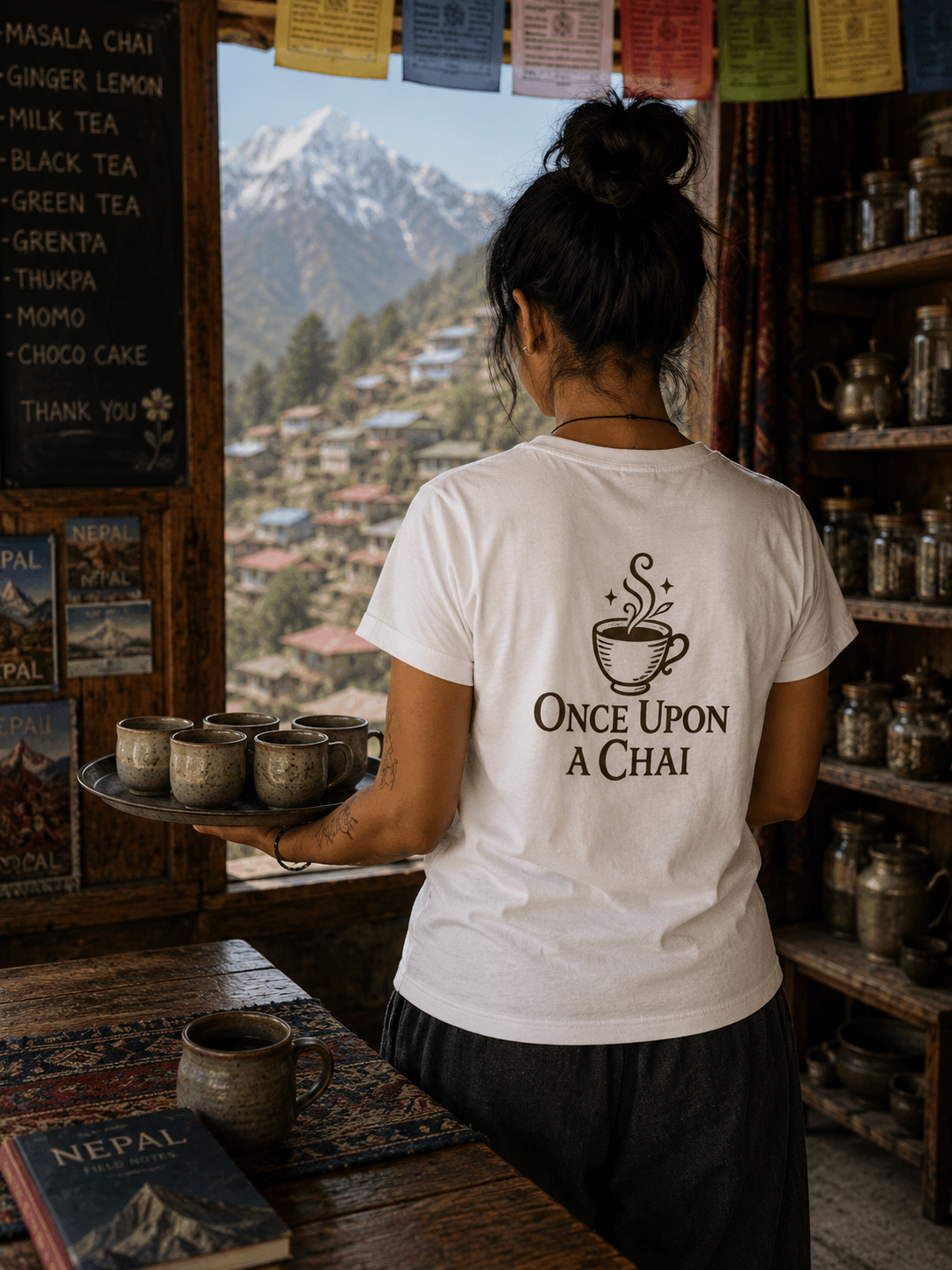 Once Upon a Chai Mountain V-Neck Tee