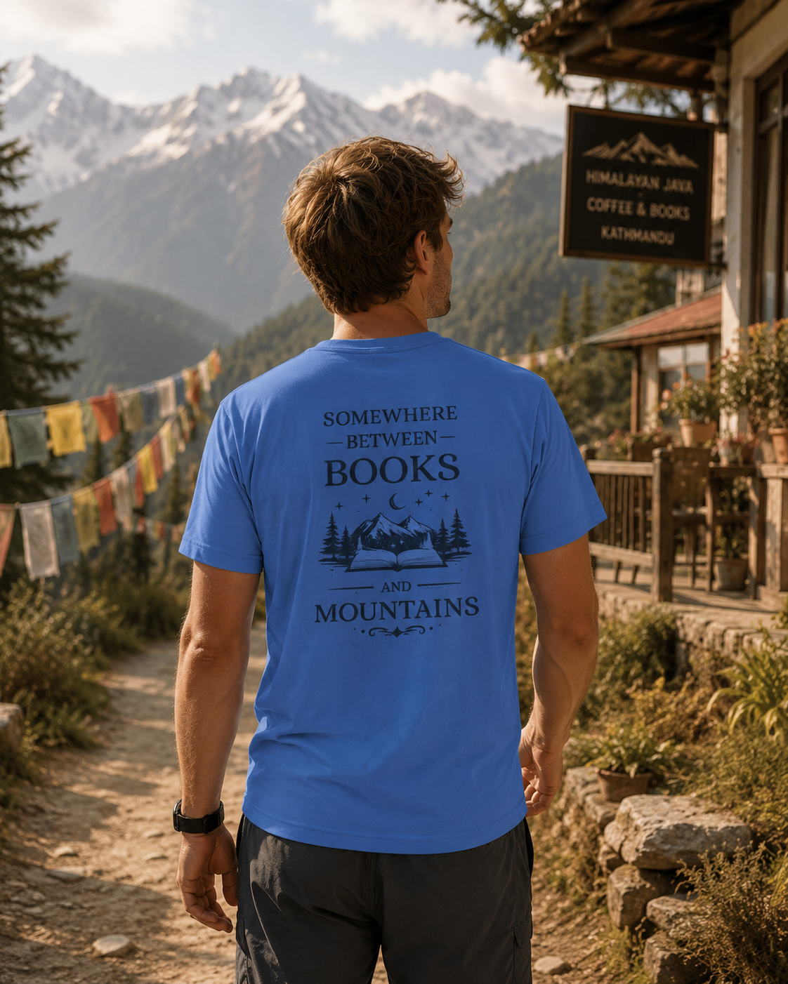Somewhere Between Books and Mountains Unisex Quick-Dry Tee