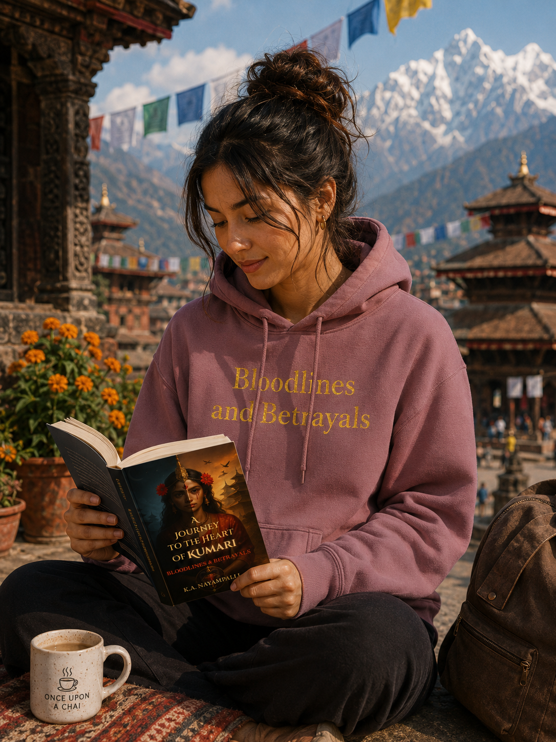 Hoodie — "Bloodlines & Betrayals" Maroon Pigment-Dyed Pullover
