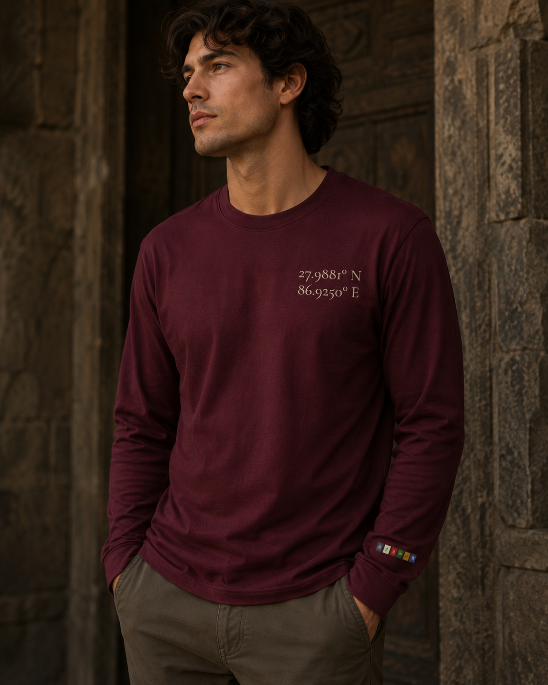 Everest Prayer Flag Coordinates Long Sleeve
