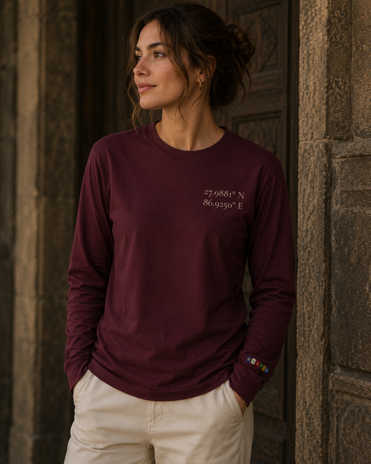 Everest Prayer Flag Coordinates Long Sleeve