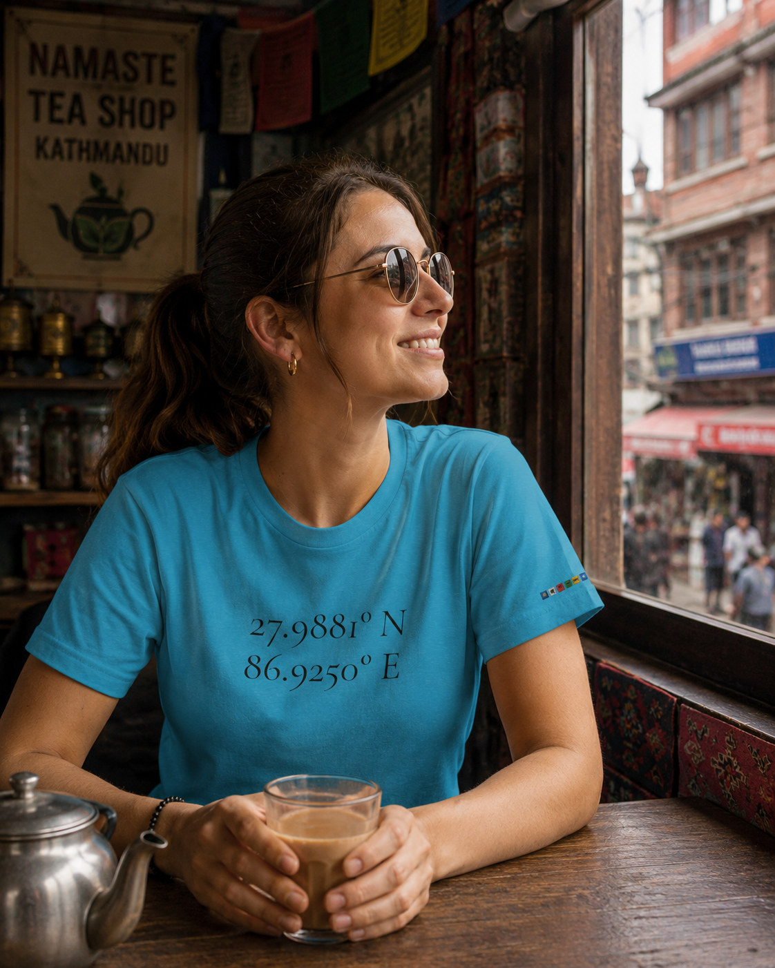 Everest Prayer Flag Coordinates Tee