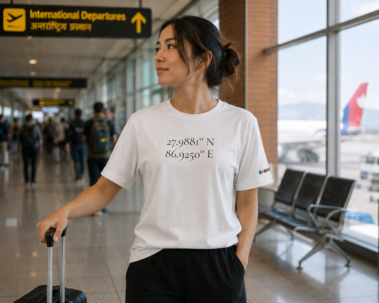 Everest Prayer Flag Coordinates Tee