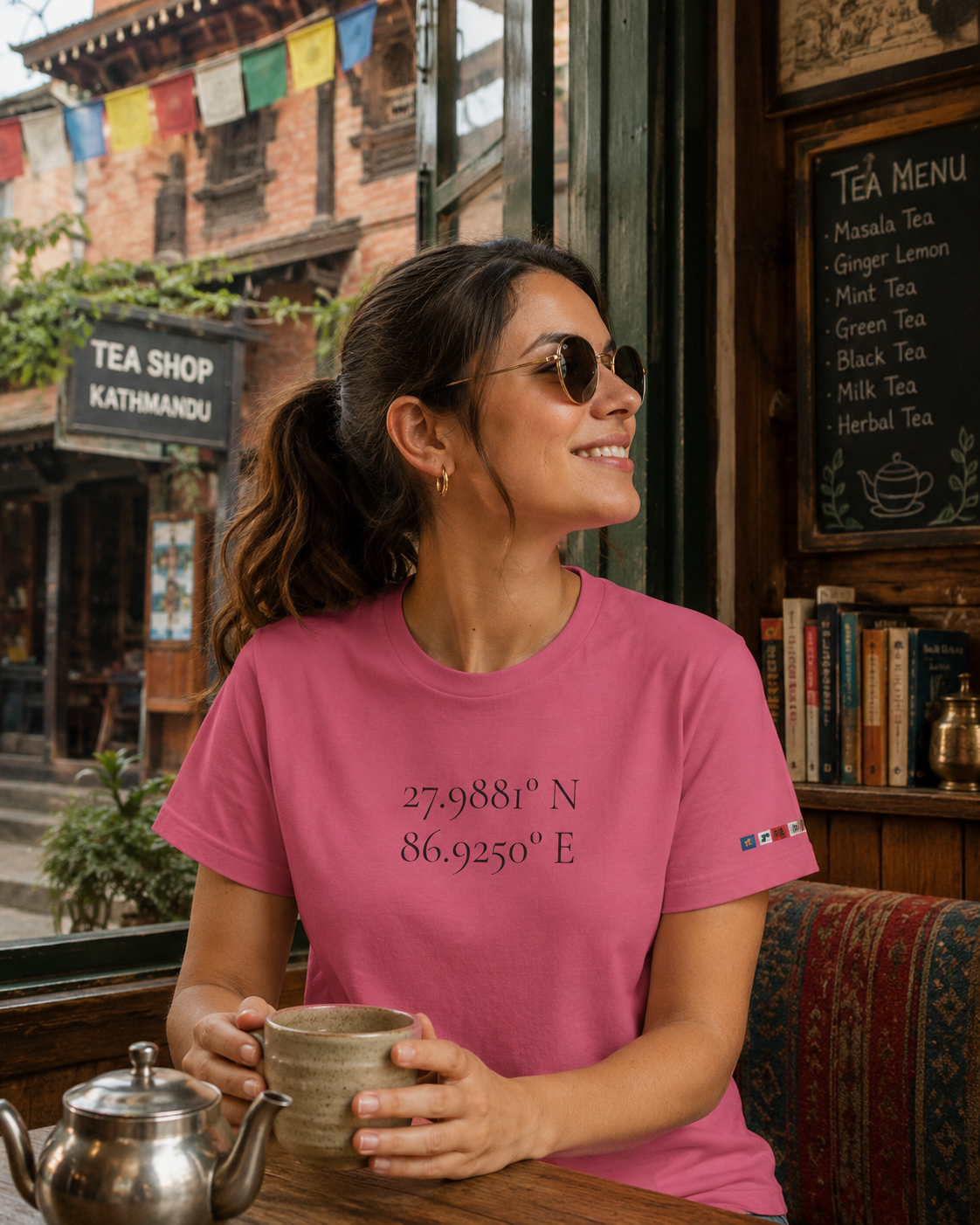 Everest Prayer Flag Coordinates Tee