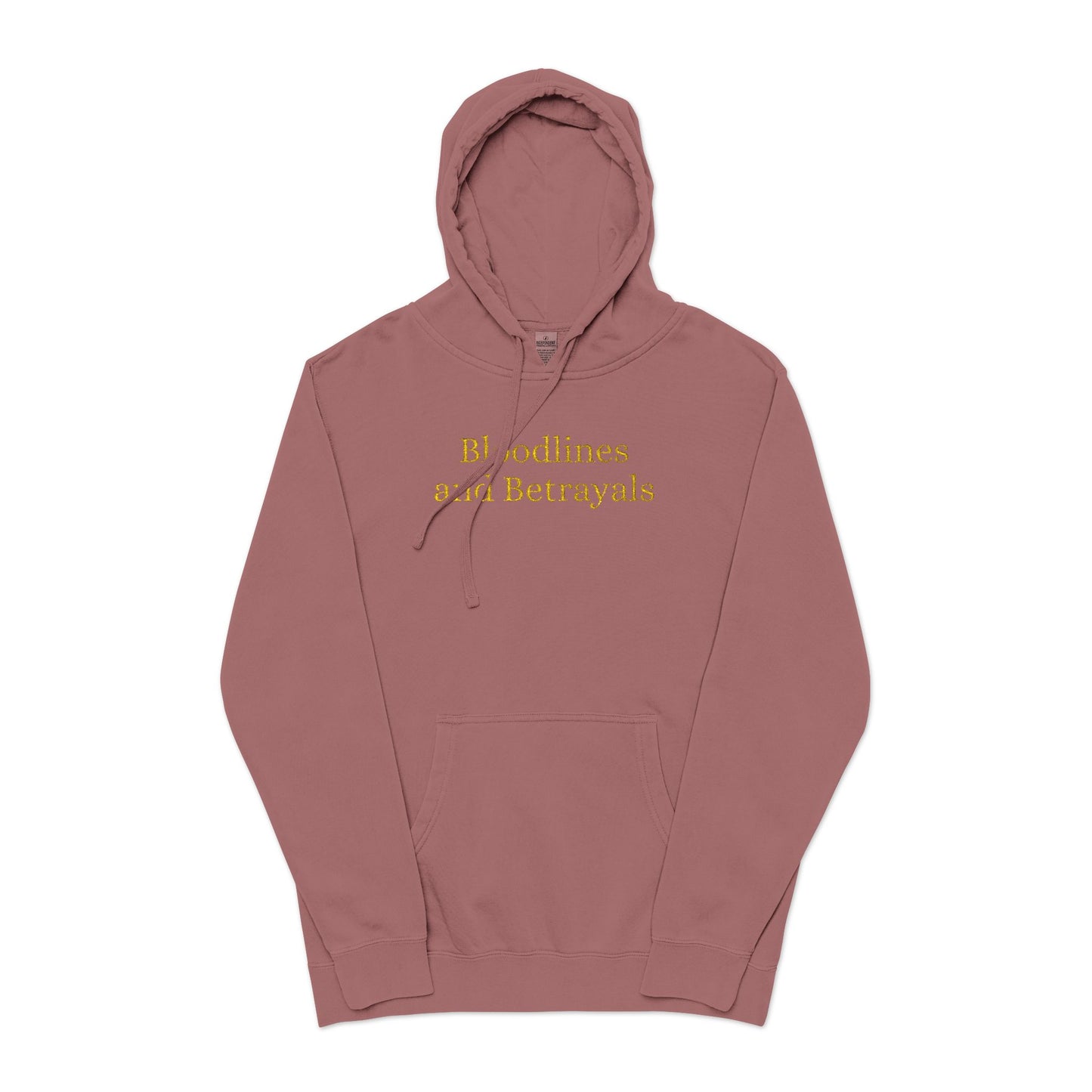 Hoodie — "Bloodlines & Betrayals" Maroon Pigment-Dyed Pullover