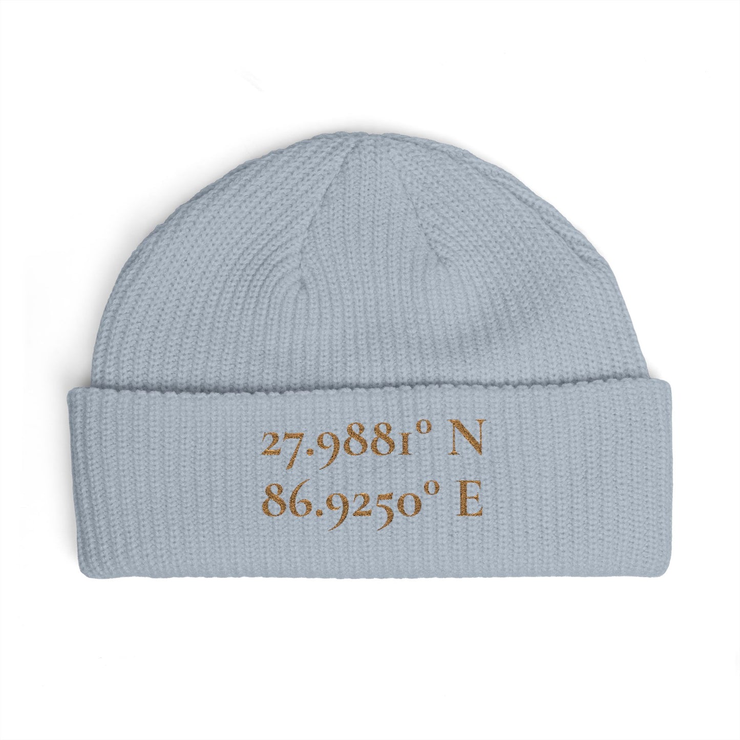 The Everest Coordinates Cuff Beanie 27.9881° N • 86.9250° E