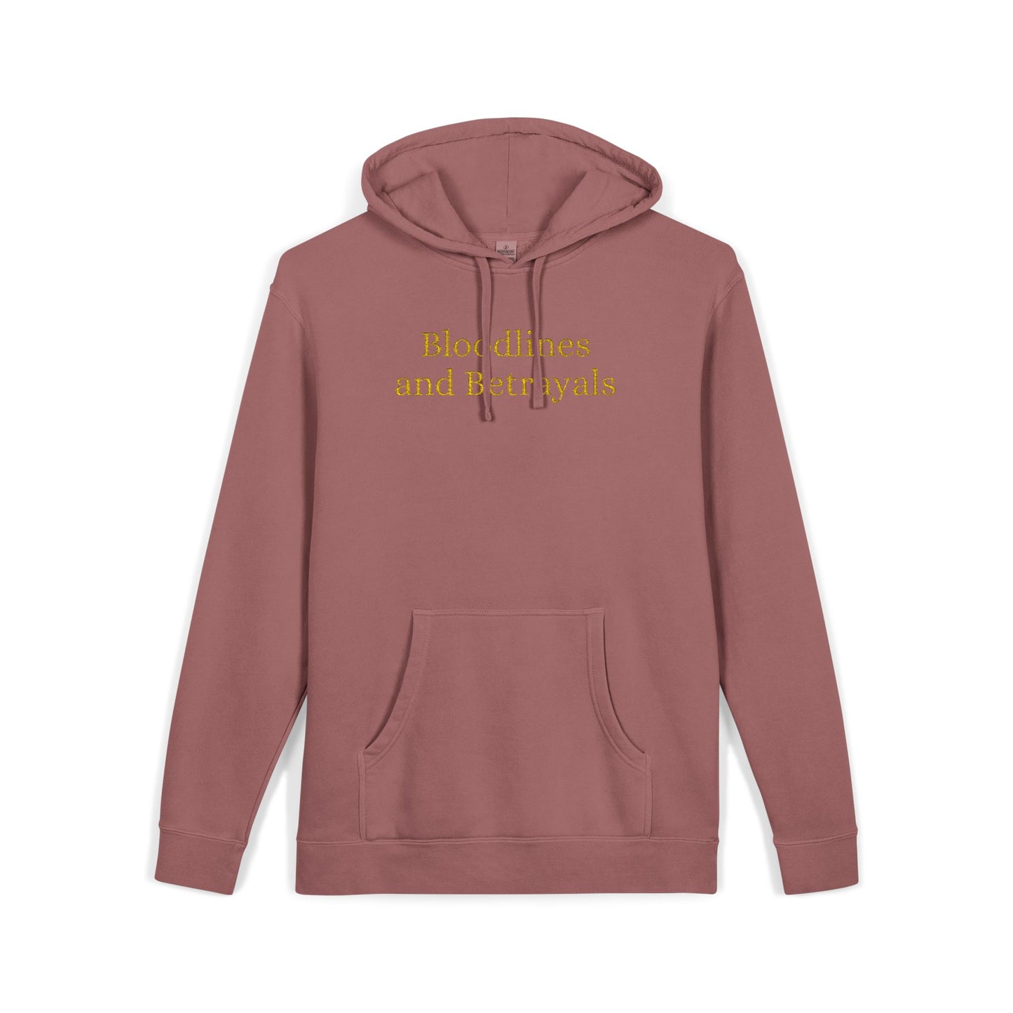 Hoodie — "Bloodlines & Betrayals" Maroon Pigment-Dyed Pullover