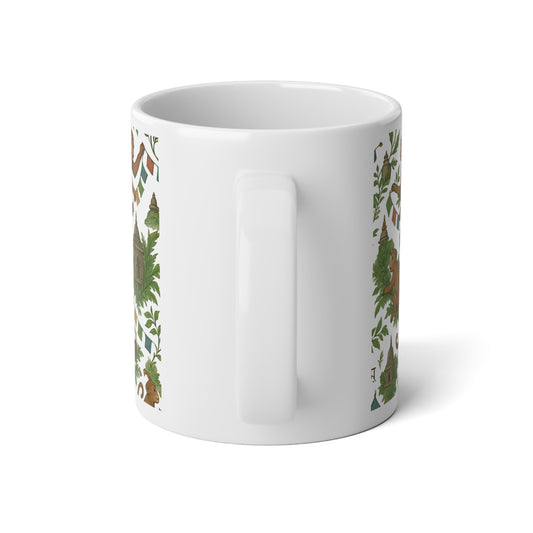 20oz Jumbo Mug — "A Journey to the Heart of Kumari" Spiritual Travel Mug with Monkeys & Prayer Flags