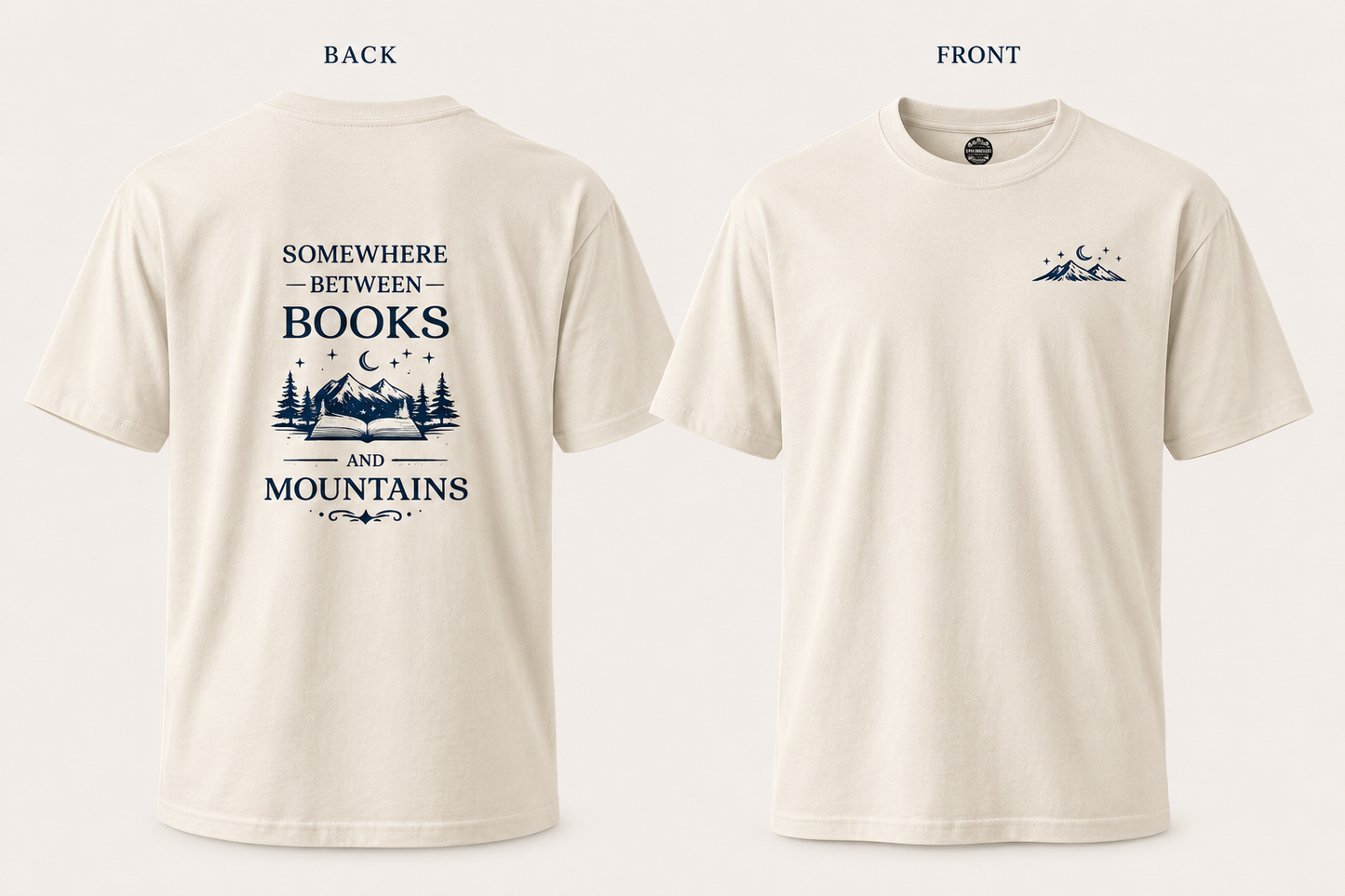 Somewhere Between Books and Mountains Tee