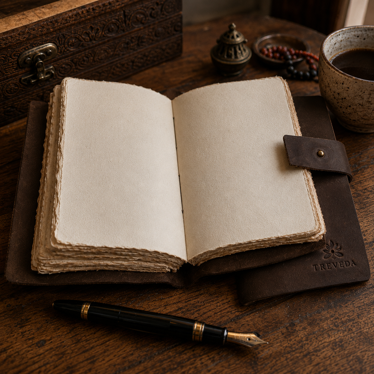TREVEDA Leather Desk Journal — 6" x 7.5"