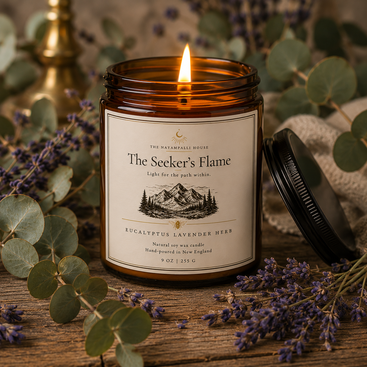 The Seeker’s Flame — Eucalyptus Lavender Herb Soy Candle