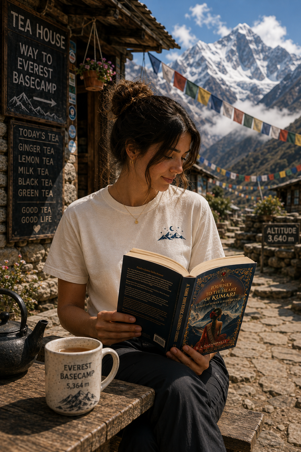 Somewhere Between Books and Mountains Tee