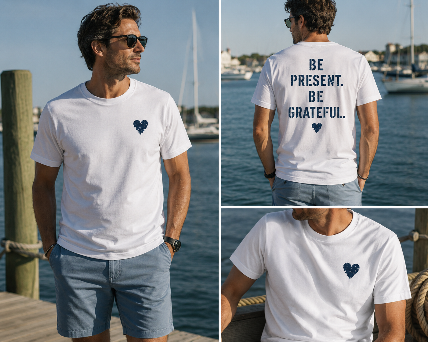 Be Present. Be Grateful. Tee — Whites