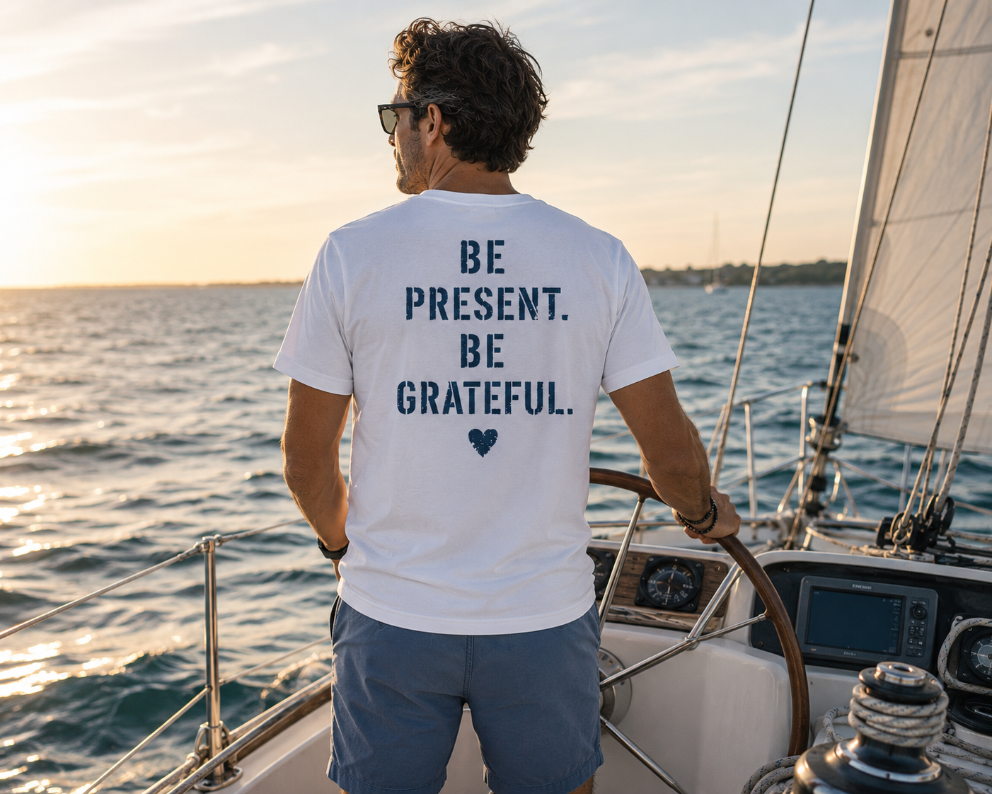 Be Present. Be Grateful. Tee — Whites