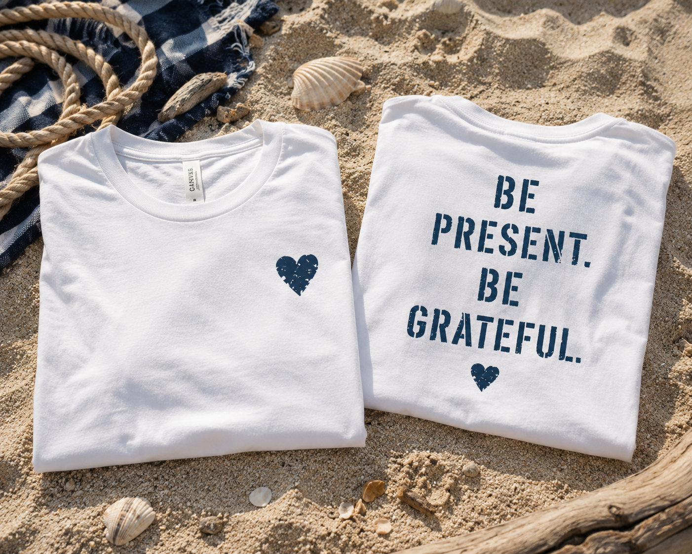 Be Present. Be Grateful. Tee — Whites