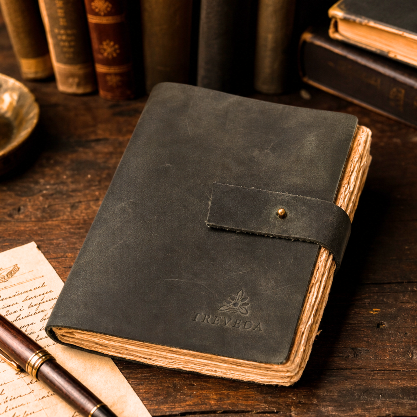 TREVEDA Leather Desk Journal — 6" x 7.5"