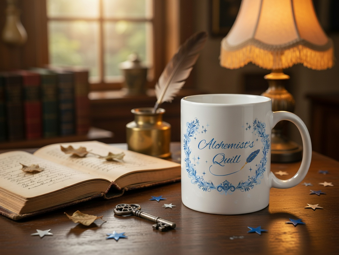 Alchemist's Quill Mug | Writer Coffee Cup | Literary Gift for Authors | Book Lover Mug | Reading Nook Mug | Journal Lover Gift | 11oz 15oz